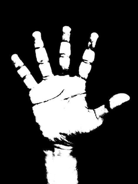 Premium Photo Five Fingered Hand Silhouette Hands Up Gesture Black