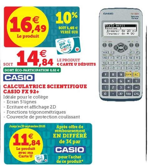 Offre Calculatrice Scientifique Fx Coll Ge Casio Chez E Leclerc