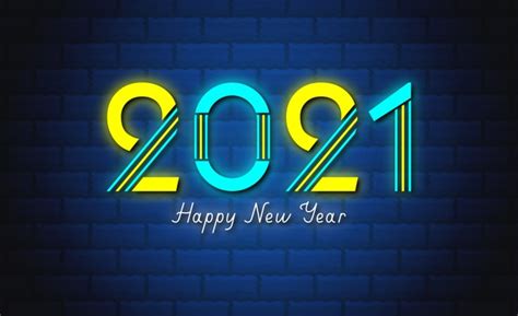 Premium Vector Happy New Year Neon Sign Style Text With 2021 Wallpaper