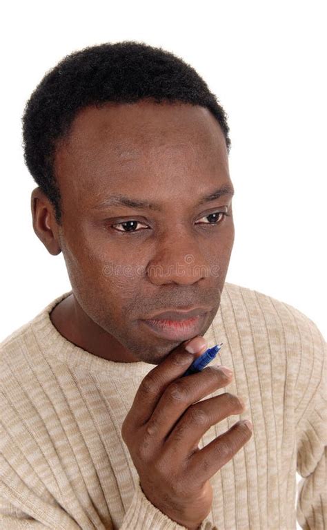 Close Up Portrait Of African Man Looking Thoughtful Stock Photo Image