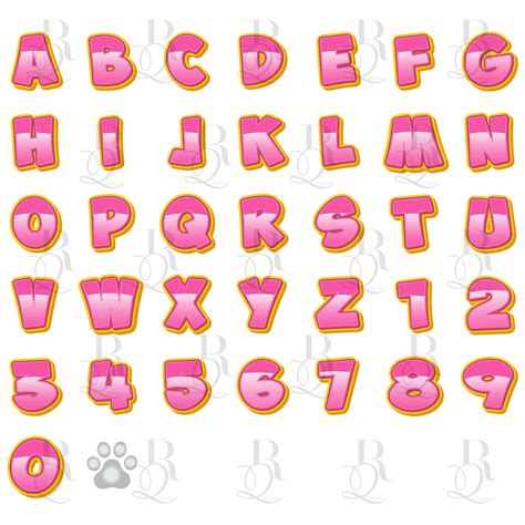 Paw Font Letras y Números Patrol Font Letras y Números en Rosa Etsy