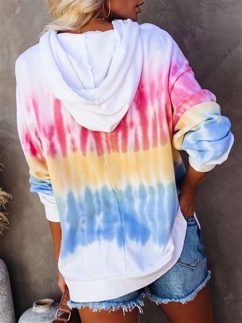 Tie Dye Hoodie Women Lilicloth Long Sleeve 1 Pink Women Tops Cotton