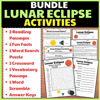 Bundle Lunar Eclipse Passages Word Search Crossword Puzzle Vocabulary