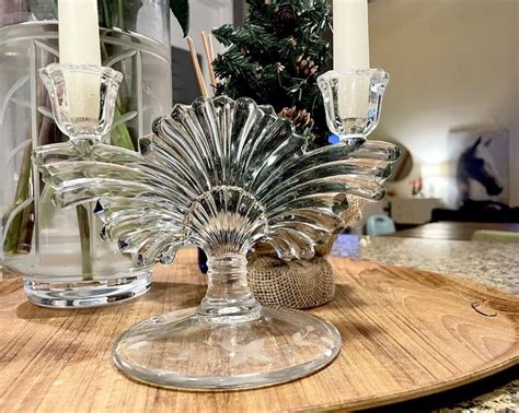 Vintage Art Deco Glass Double Candlestick Holder Paden City Etsy