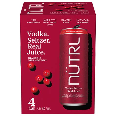 Nutrl Real Juice Classic Cranberry Vodka Seltzer Cans 12 Fl Oz