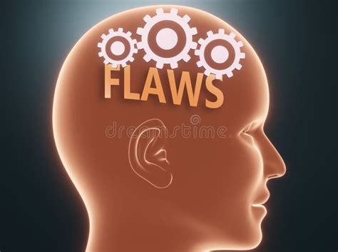 Flaws And Human Mind Pictured As Word Flaws Inside A Head To