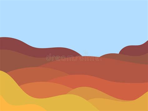 Mountain Landscape In Minimalist Style Panorama Of Wavy Mountain Peaks