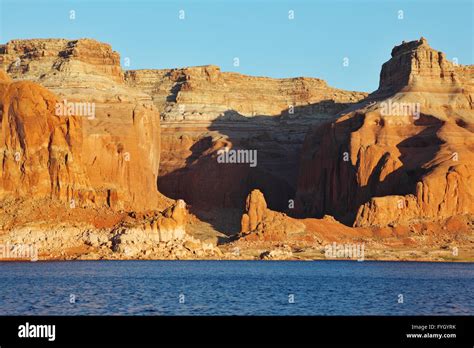 The Red Cliffs On The Shores Of Lake Powell Arizona United States