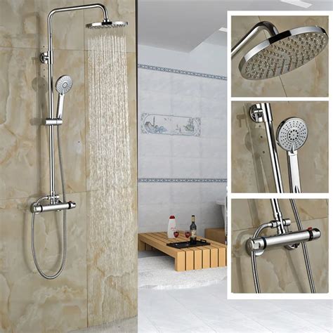 Wall Mounted Shower Faucet Set Thermostatic Bath Mixer Shower Exposed ...