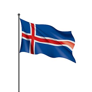 Iceland National Flag Illustration With Transparent Background Vector