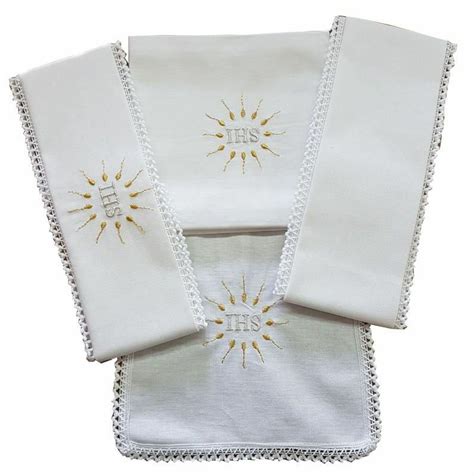 Sacramental Altar Linens Set Ihs Pure Linen White Mass Cloths