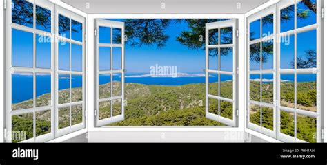 nature landscape with a view through a window Stock Photo - Alamy