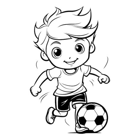 Menino De Futebol Correndo A Bola Ilustra O De Desenho Animado