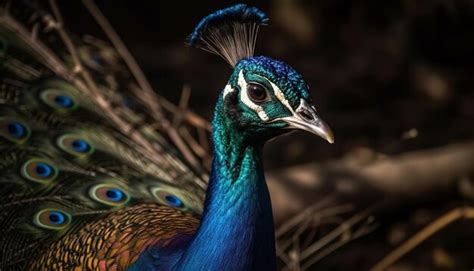 Premium AI Image Majestic Peacock Displays Vibrant Beauty In Nature