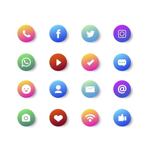 Gradiente viñeta y colección de iconos de redes sociales Vector Gratis