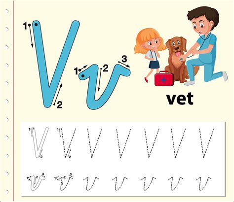 Letter V Tracing Alphabet Worksheets 695013 Vector Art At Vecteezy