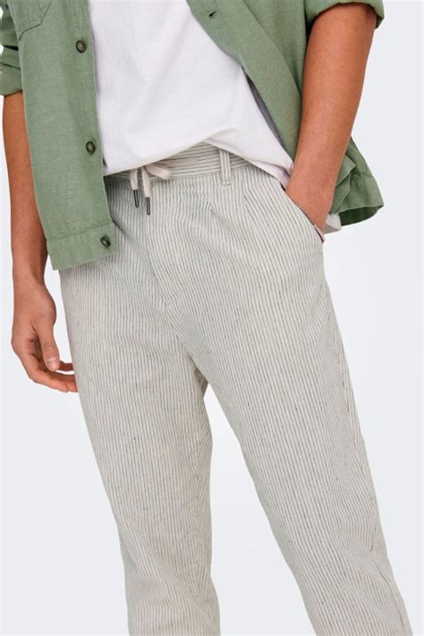 ONLY SONS Linus Life Linen Mix Stripe Pant Moonstruck