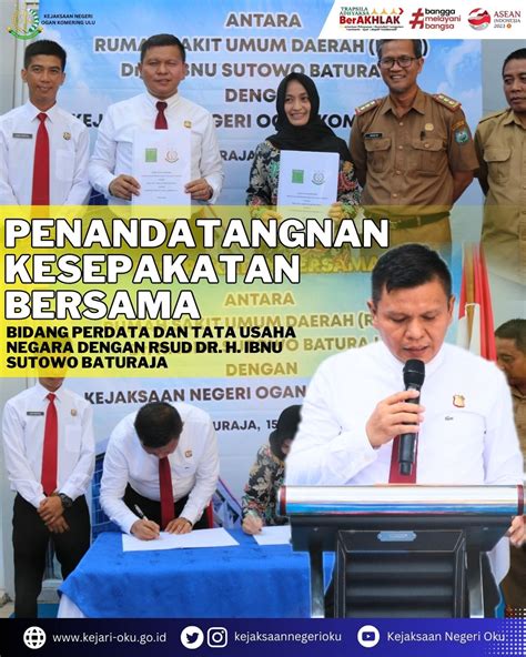 Penandatanganan Kesepakatan Bersama Kejaksaan Negeri Oku Dan Rsud Dr H