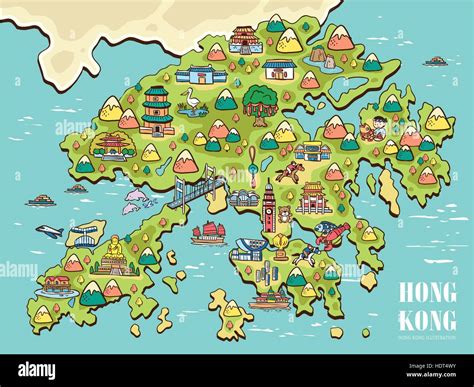 Hong Kong Map Cartoon