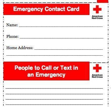 Printable Emergency Card Template How to Prepare for Emergencies when ...