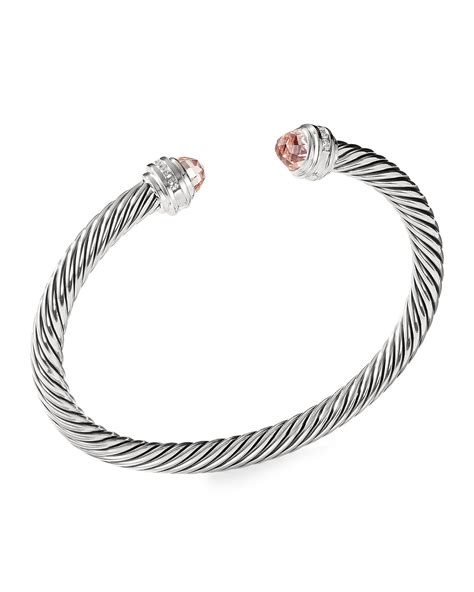 David Yurman Cable Classics Bracelet With Pink Morganite And Diamonds