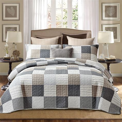 Amazon Pangushan Cotton Quilt Set Queen Size Patchwork Plaid