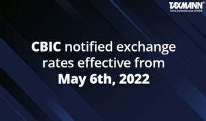 Cbic Notified Exchange Rates Effective From May Th