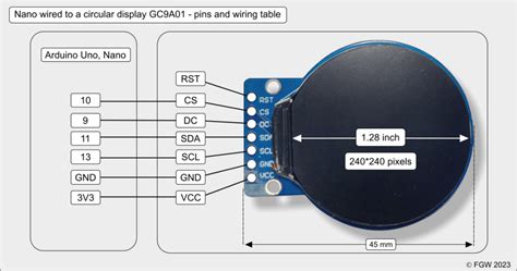 Arduino Nano And The Circular Gca901 240240 Pixel Tft Display