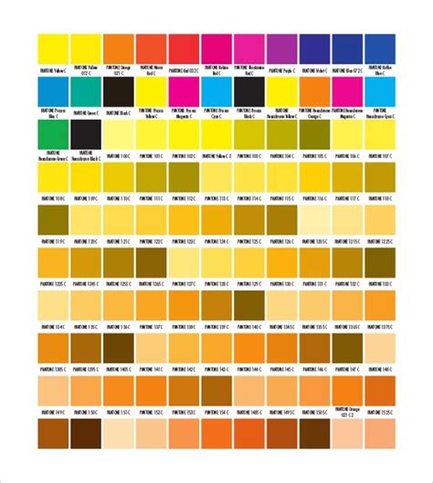 Pantone Color Chart Orange