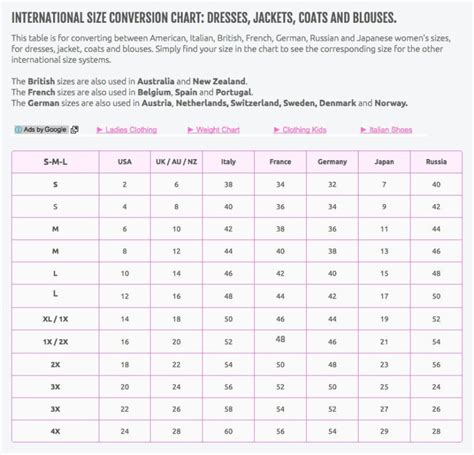 European Pant Size Conversion Chart Womenand 39 Size