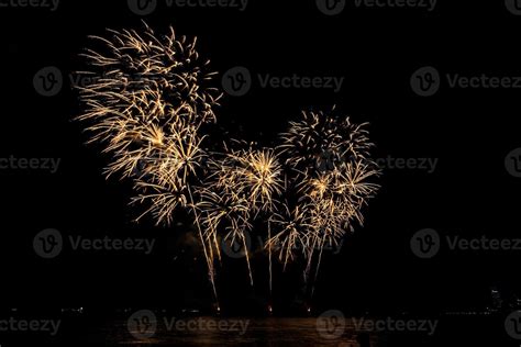 fireworks celebration over sea in pattaya beach 13284634 Stock Photo at ...