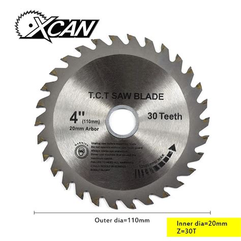 XCAN 1pc 4 Inch 110 20 1 6mm TCT Saw Blade 30T Circular Saw Blade For