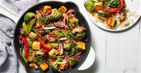 Oil Free Vegan Sweet Chili Tofu Broccoli Mushroom Stir Fry Vegan