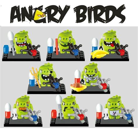 Angry Birds 8pc Mini Figures Legos Block Build Set 3 Mini Figures Movie Decor Angry Birds