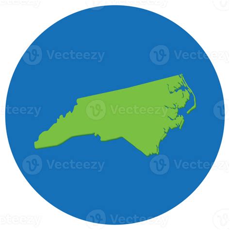 North Carolina State Map In Globe Shape Green With Blue Round Circle