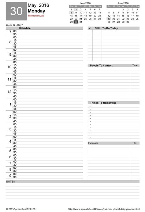 20 Daily Planner Template Excel