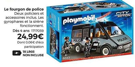 Promo Le Fourgon De Police Playmobil City Action Chez PicWicToys