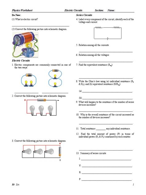 Physics Worksheet Lesson 19 Electric Circuits-1 PDF | PDF | Series And ...