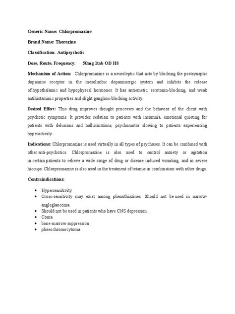 Chlorpromazine Antipsychotic Drugs