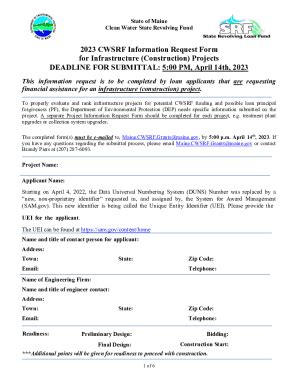 Fillable Online 2023 CWSRF Information Request Form For Infrastructure