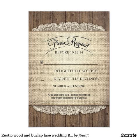 Rustic Wood And Burlap Lace Wedding Rsvp Cards