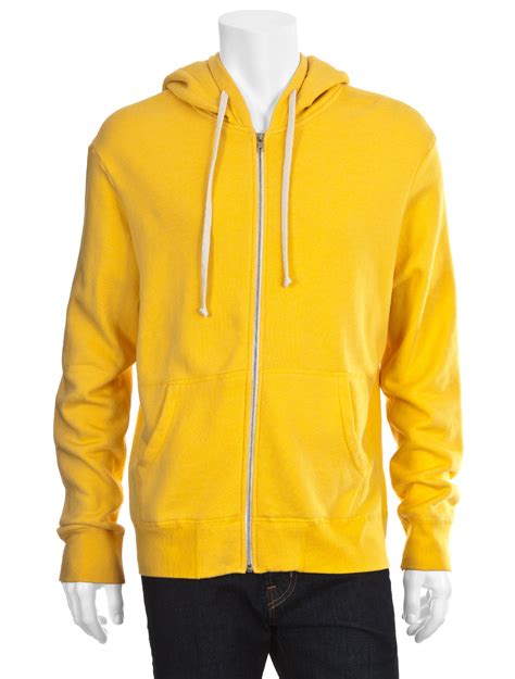 Abbot And Main Fleece Zipup Hoodie In Yellow For Men Lyst