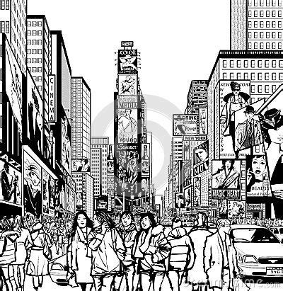 Times Square Illustration Google Search City Drawing New York