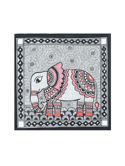 Buy Elephant Madhubani Painting In X In Online At Jaypore