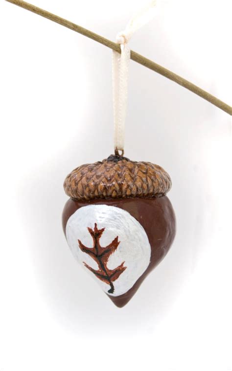 One Oak Leaf Acorn Ornament Red Oak White Oak Black By Misshaqu