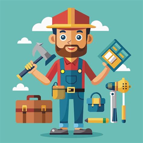 Flat Style Vector Home Inspector Character Illustration Premium Ai