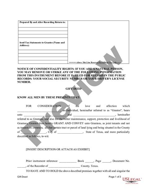 Texas Gift Deed Template