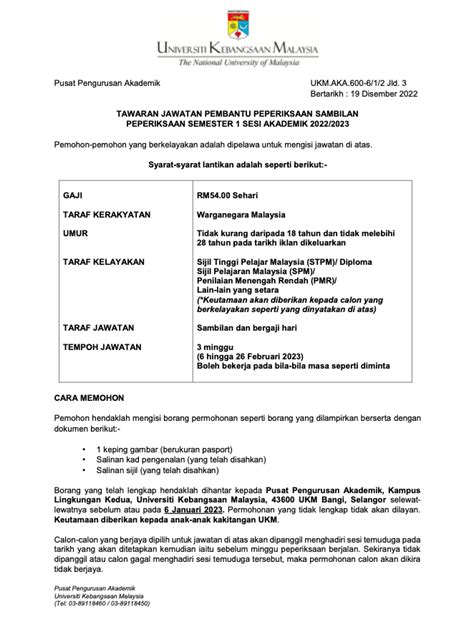 Iklan Jawatan Universiti Kebangsaan Malaysia UKM Jobs Hub