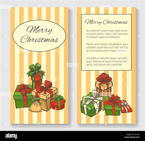 Merry Christmas Greeting Card T Boxes Hand Drawn Style Vector Illustration Stock Vector