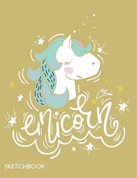 Unicorn Sketchbook Magical Unicorn On Yellow Cover 8 5 X 11 Inches 110 Pages Blank Unlined